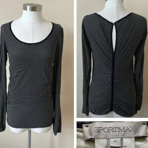 Maxmara Sportmax Black White Stripe Long Sleeve Top 17998